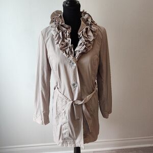 Beige Trench with Ruffle Collar